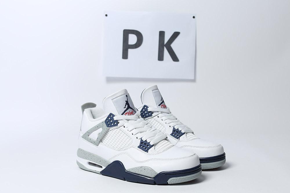 PK GOD Jordan 4 Retro White Midnight Navy RETAIL MATERIALS READY TO SHIP